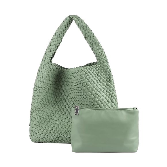 Chic Handmade Woven Satchel Bag Satchel For Vegan Textured...